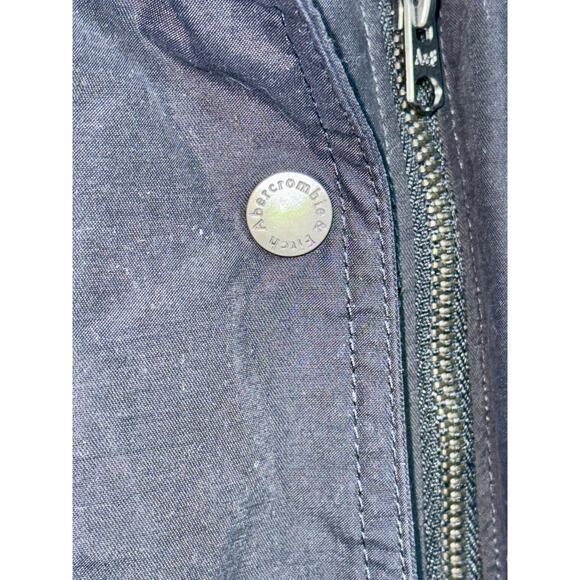 Abercrombie & Fitch Navy Blue Hooded Utility Anorak Rain Jacket Coat Womens Sz S - Picture 8 of 13